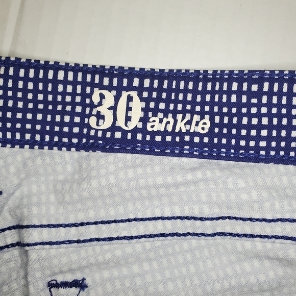 J. Crew Blue/White Checkered Toothpick Pants Sz 30 - Picture 8 of 10